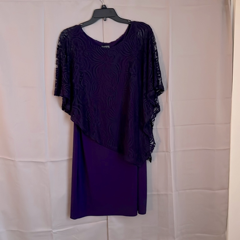 Purple Dress with attached asymmetrical cape